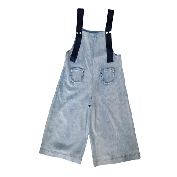 Rose Republic Wide Leg Denim Overalls With Frayed Pockets Women's Sz M - Picture 1 of 8